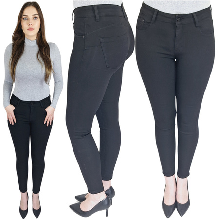Jeansy Damskie Modelujące Przylegające Push Up Czarne